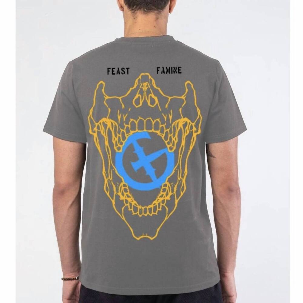 NEW GALA original feast or famine t shirt in charcoal/gold/royal